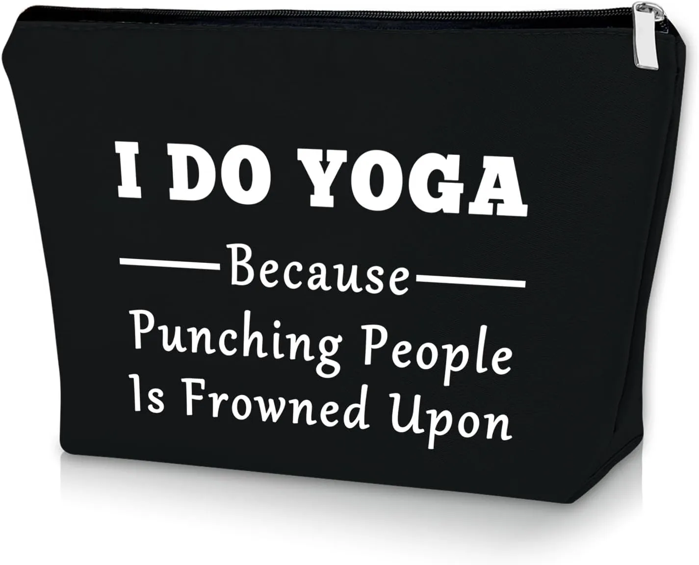 Sazuwu Yoga Themed Black Makeup Bag Funny Gifts for Yoga Instructor Women Teacher Training Cosmetic Bag Travel Pouch