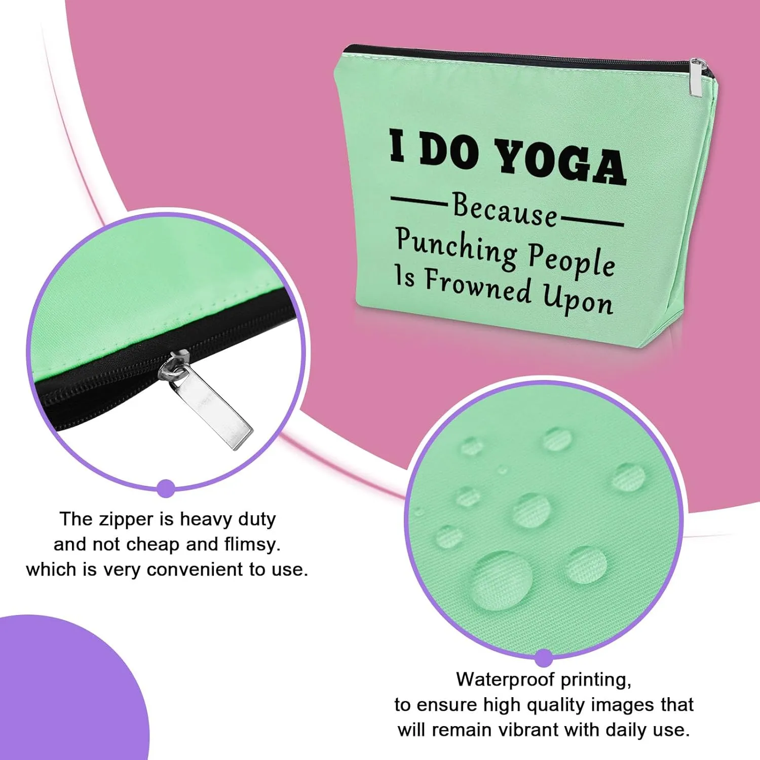 Sazuwu Yoga Themed Gifts for Women Green Makeup Bag Yoga Instructor Teacher Thank You Gifts Travel Pouch Birthday Present
