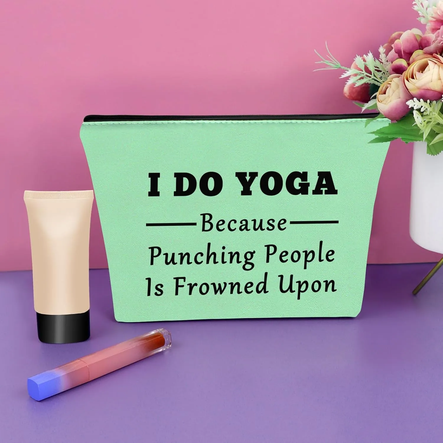 Sazuwu Yoga Themed Gifts for Women Green Makeup Bag Yoga Instructor Teacher Thank You Gifts Travel Pouch Birthday Present