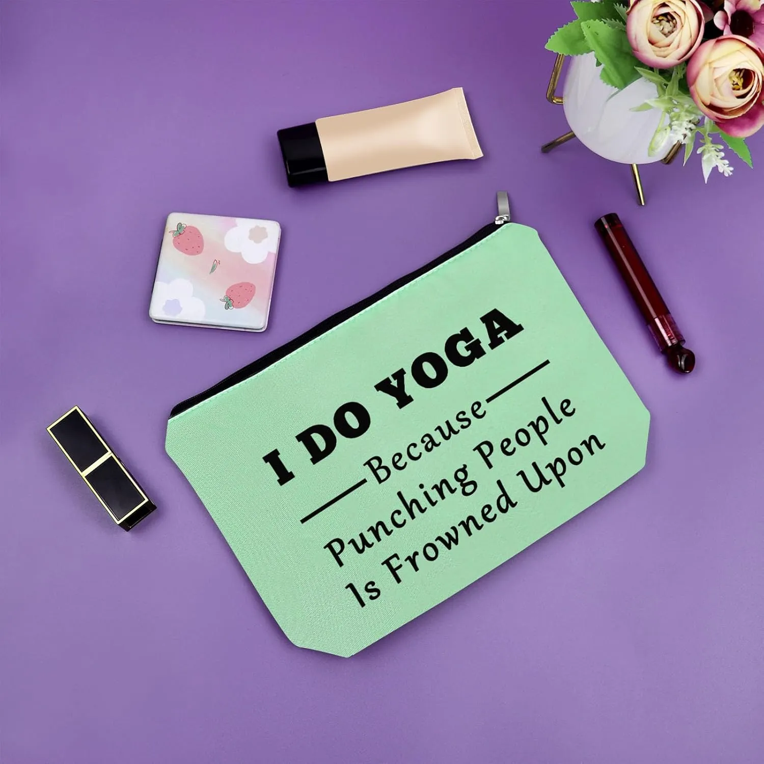 Sazuwu Yoga Themed Gifts for Women Green Makeup Bag Yoga Instructor Teacher Thank You Gifts Travel Pouch Birthday Present