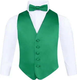 S.H. Churchill & Co. Boys 3 Piece Backless Formal Vest Set  Includes Vest, Bow Tie, Pocket Square for Tuxedo or Suit