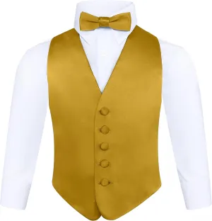 S.H. Churchill & Co. Boys 3 Piece Backless Formal Vest Set  Includes Vest, Bow Tie, Pocket Square for Tuxedo or Suit