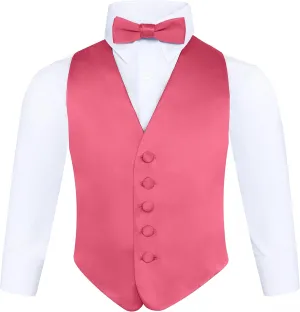 S.H. Churchill & Co. Boys 3 Piece Backless Formal Vest Set  Includes Vest, Bow Tie, Pocket Square for Tuxedo or Suit
