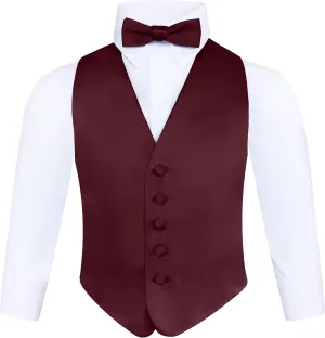 S.H. Churchill & Co. Boys 3 Piece Backless Formal Vest Set  Includes Vest, Bow Tie, Pocket Square for Tuxedo or Suit