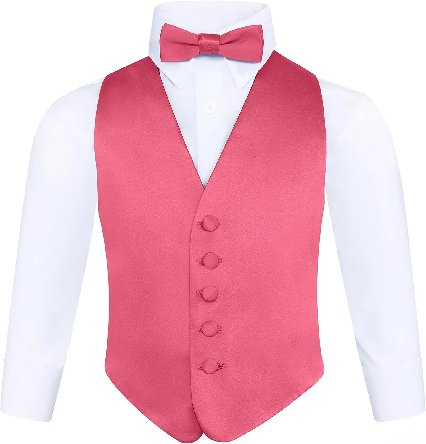 S.H. Churchill & Co. Boys 3 Piece Backless Formal Vest Set  Includes Vest, Bow Tie, Pocket Square for Tuxedo or Suit