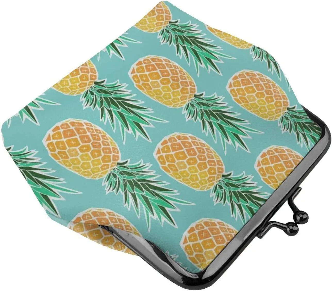Small Buckle Coin Purses Hawaiian Tropical Pineapple, Elegant Kiss-Lock Change Purses for Women