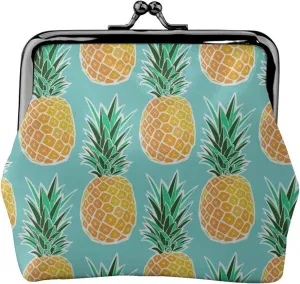 Small Buckle Coin Purses Hawaiian Tropical Pineapple, Elegant Kiss-Lock Change Purses for Women