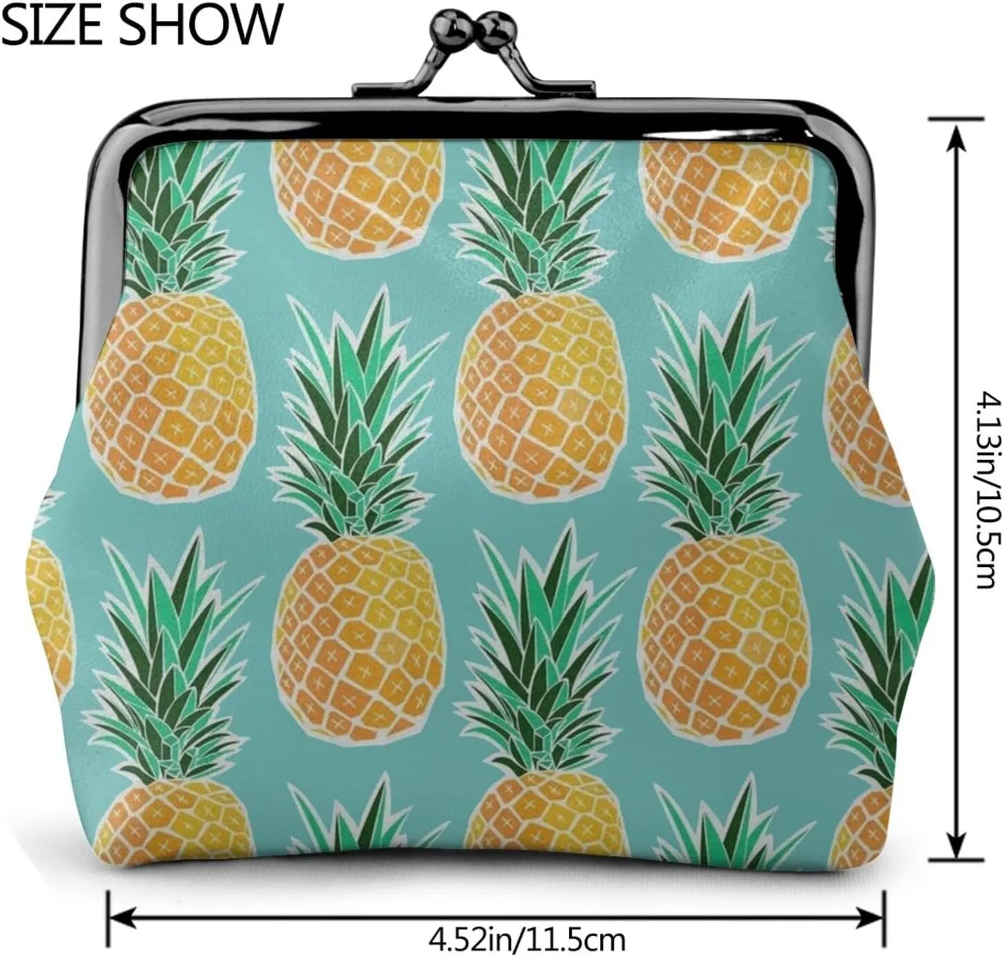 Small Buckle Coin Purses Hawaiian Tropical Pineapple, Elegant Kiss-Lock Change Purses for Women
