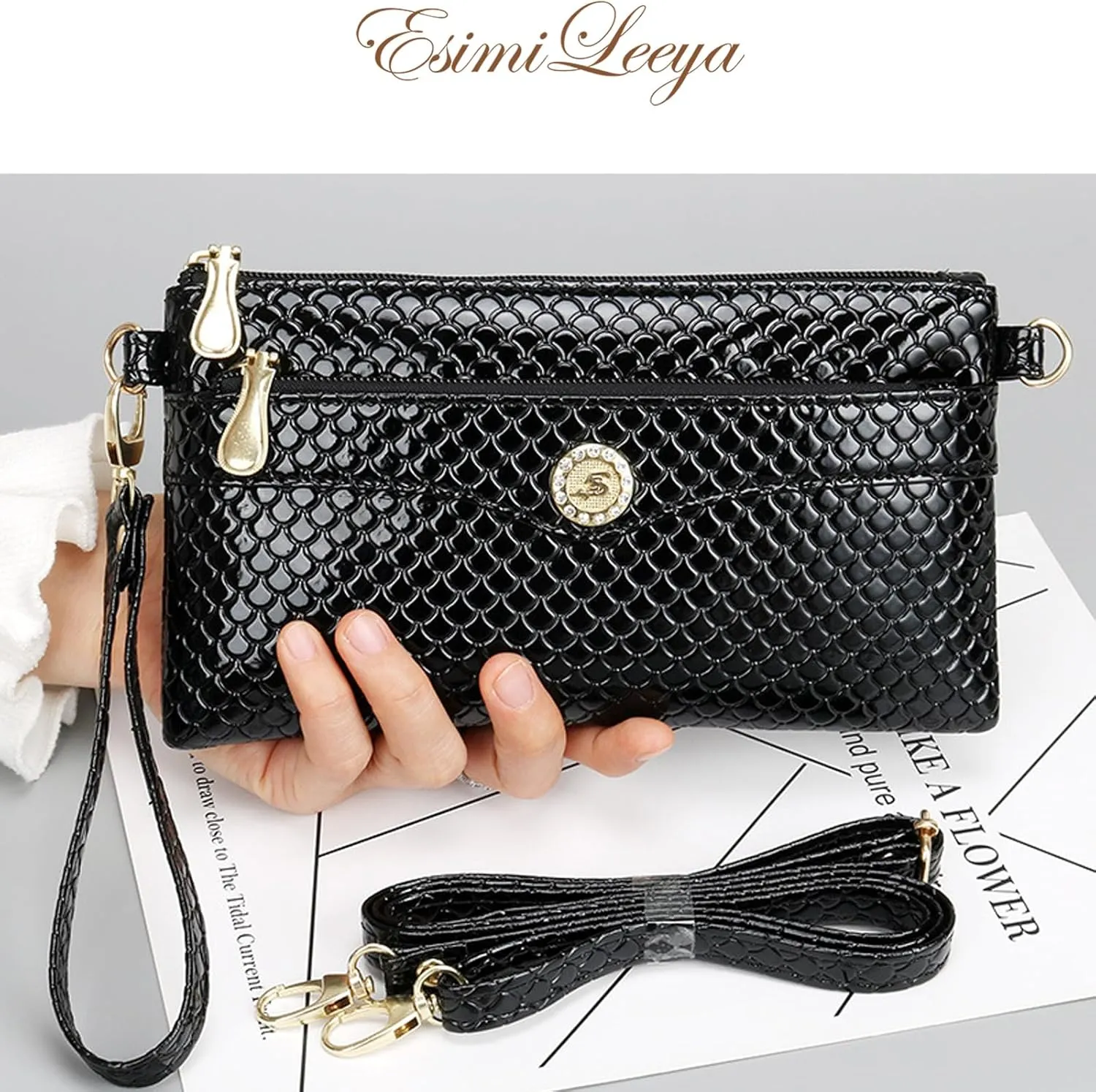 Small Shoulder Bag for Women Wallets for Women with 2 Straps(Shoulder and Wristlet Straps)
