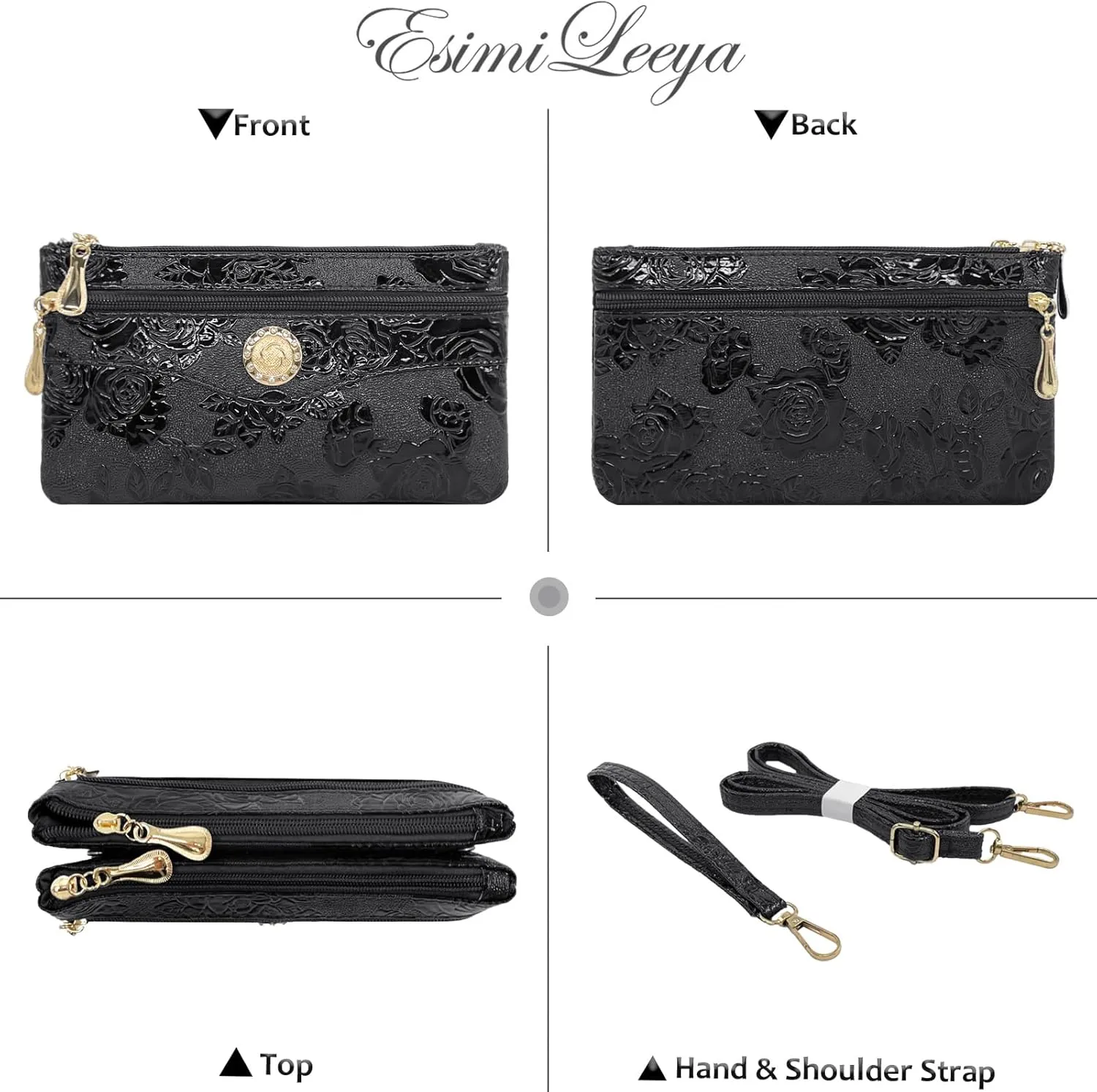 Small Shoulder Bag for Women Wallets for Women with 2 Straps(Shoulder and Wristlet Straps)