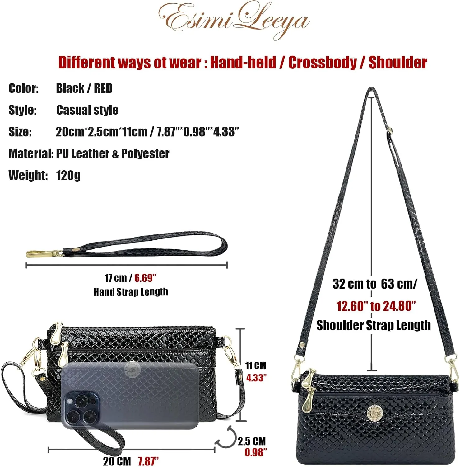 Small Shoulder Bag for Women Wallets for Women with 2 Straps(Shoulder and Wristlet Straps)