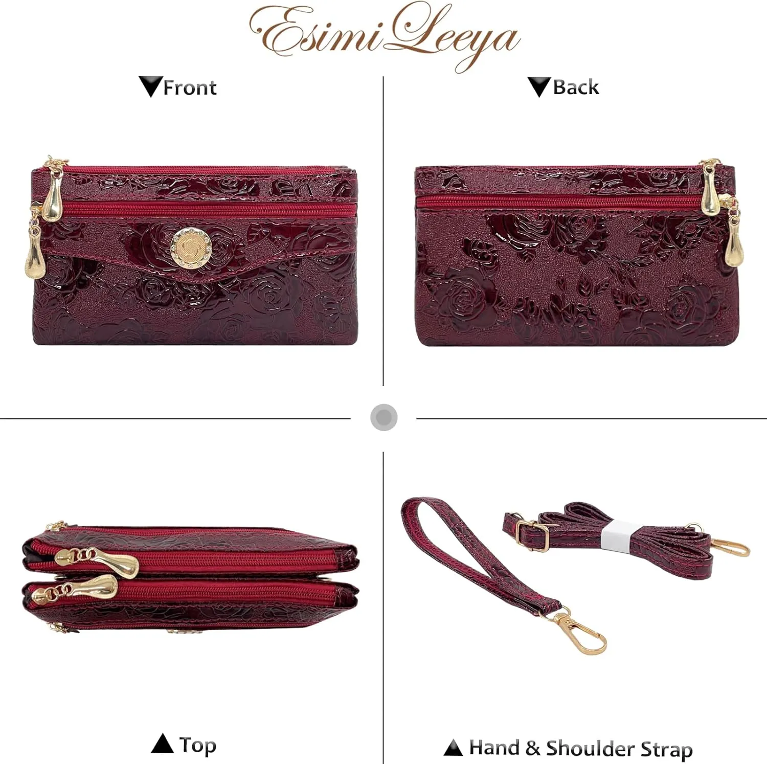 Small Shoulder Bag for Women Wallets for Women with 2 Straps(Shoulder and Wristlet Straps)