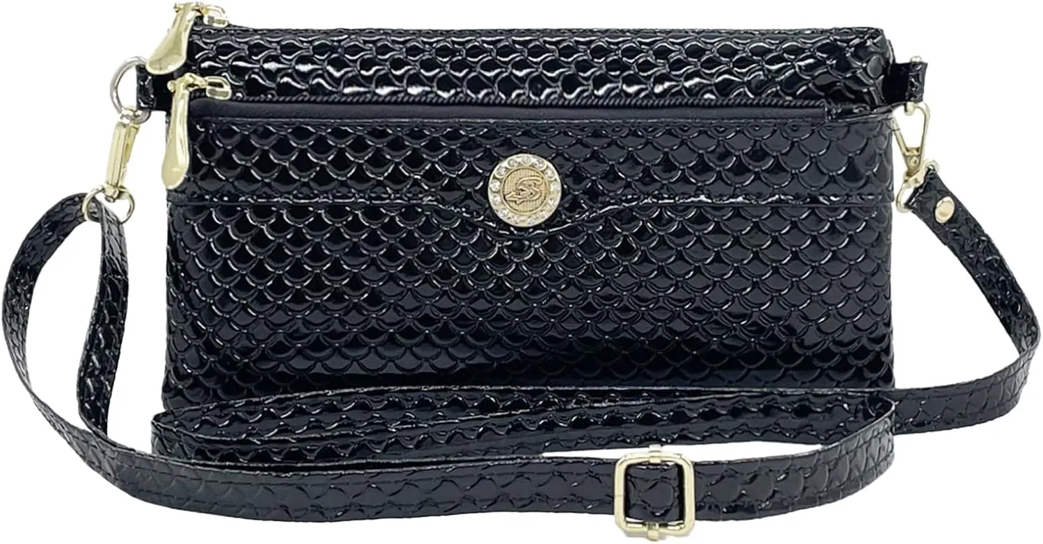 Small Shoulder Bag for Women Wallets for Women with 2 Straps(Shoulder and Wristlet Straps)