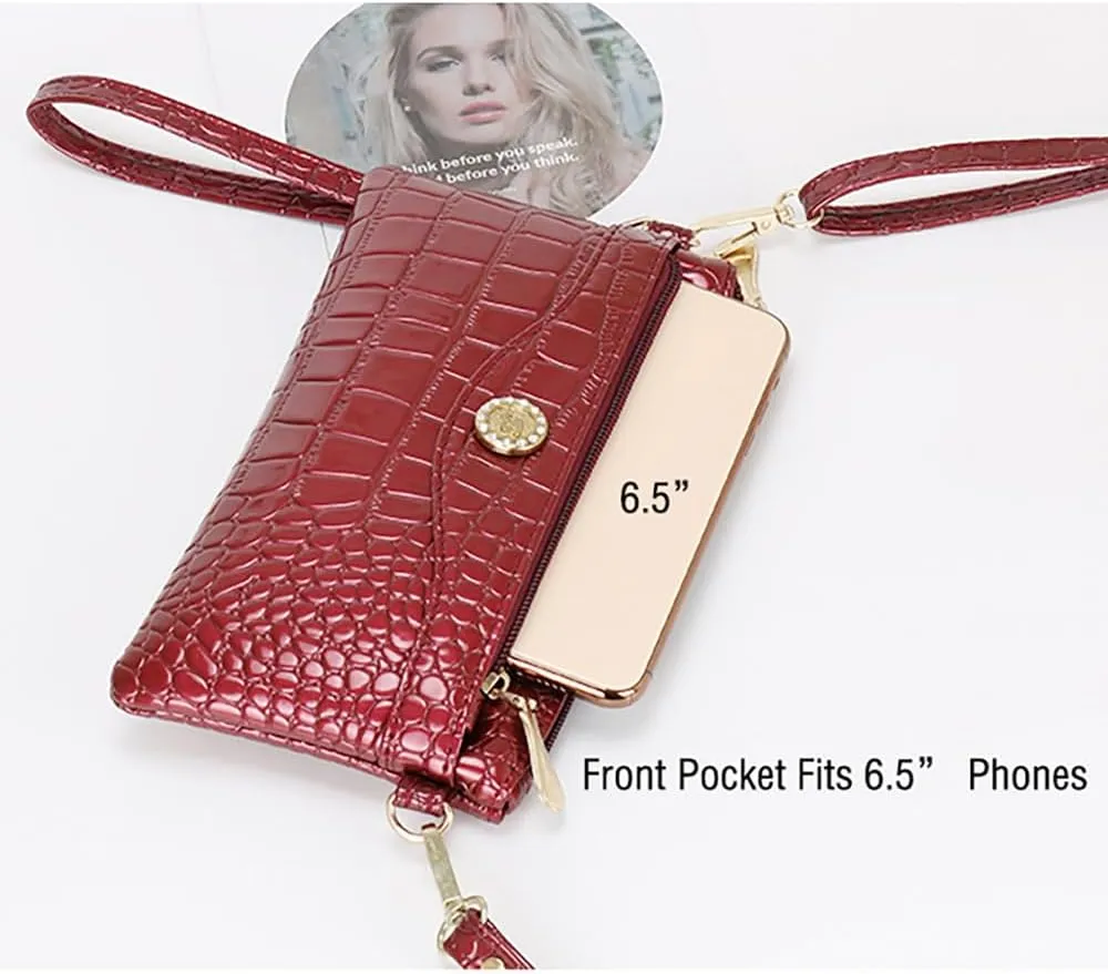 Small Shoulder Bag for Women Wallets for Women with 2 Straps(Shoulder and Wristlet Straps)