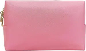 SMONT Cosmetic Bags for Women Personalized Cosmetic Bag with Zipper Cute Travel Toiletry Bag Waterproof PU Preppy Makeup Pouch Birthday Travel Makeup Bag Gifts suitable for girls Pink