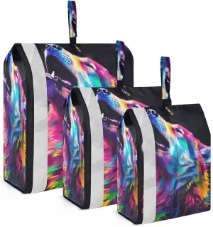 Snarling Colorful Wolf Compression Packing Cubes 3 Set Travel Packing Cubes for Suitcases Organizer Bags Set for Women Travel Accessories
