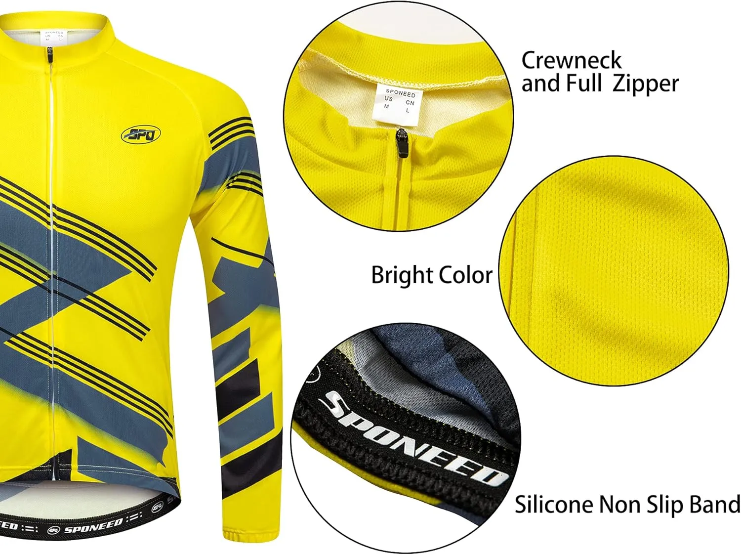 sponeed Cycling Clothes for Men Long Sleeve Mountain Bike Road Bicycle Shirt Jerseys Padded Pants Biking Outfits