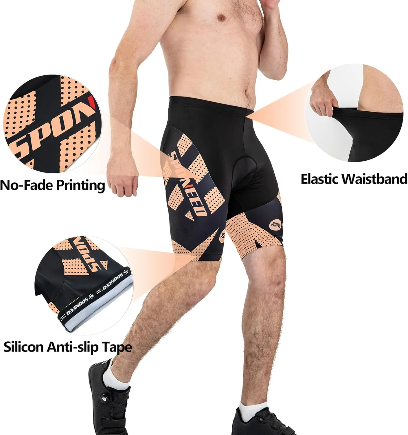 sponeed Men's Cycling Shorts Padded Bicycle Riding Pants Bike Biking Clothes Cycle Wear Tights