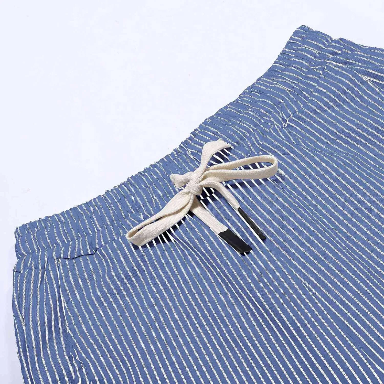 Striped Linen Capri Pants for Women 2025 Spring Summer Lightweight High Waist Drawstring Pants Comfy Cropped Trousers