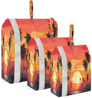 Sunset Coconut Tree Compression Packing Cubes Luggage Organizer Bags for Travel Suitcase Organizer for Carry on Luggage