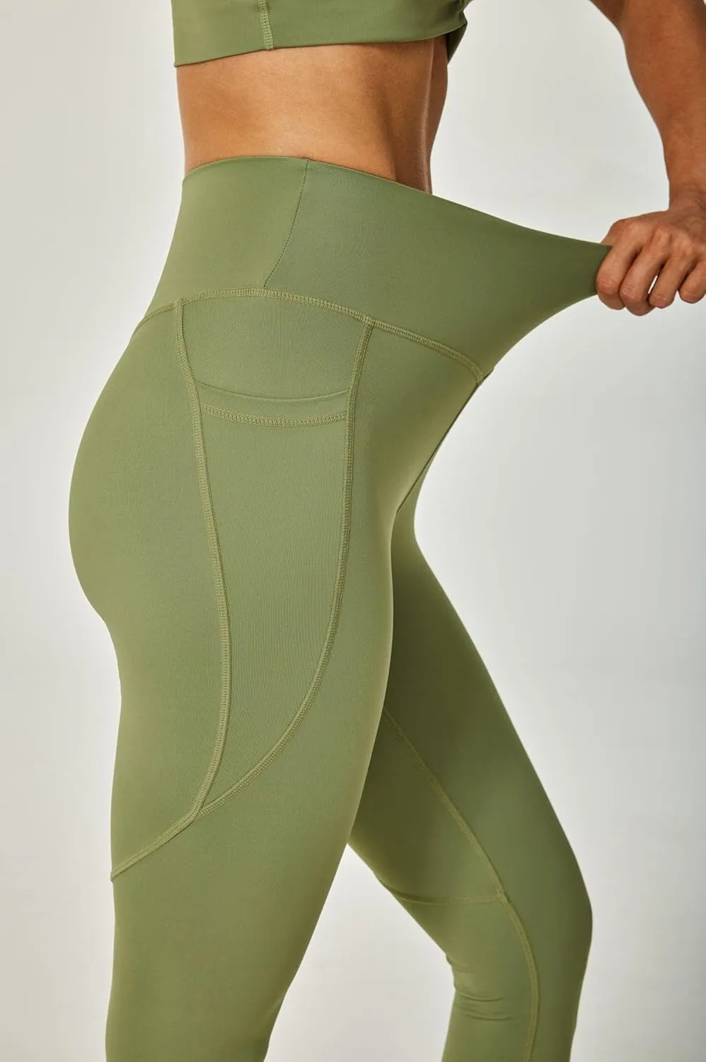 Sustainale High Waisted Yoga Capris Leggings with Pockets for Women Workout Fitness Running Pants Tight