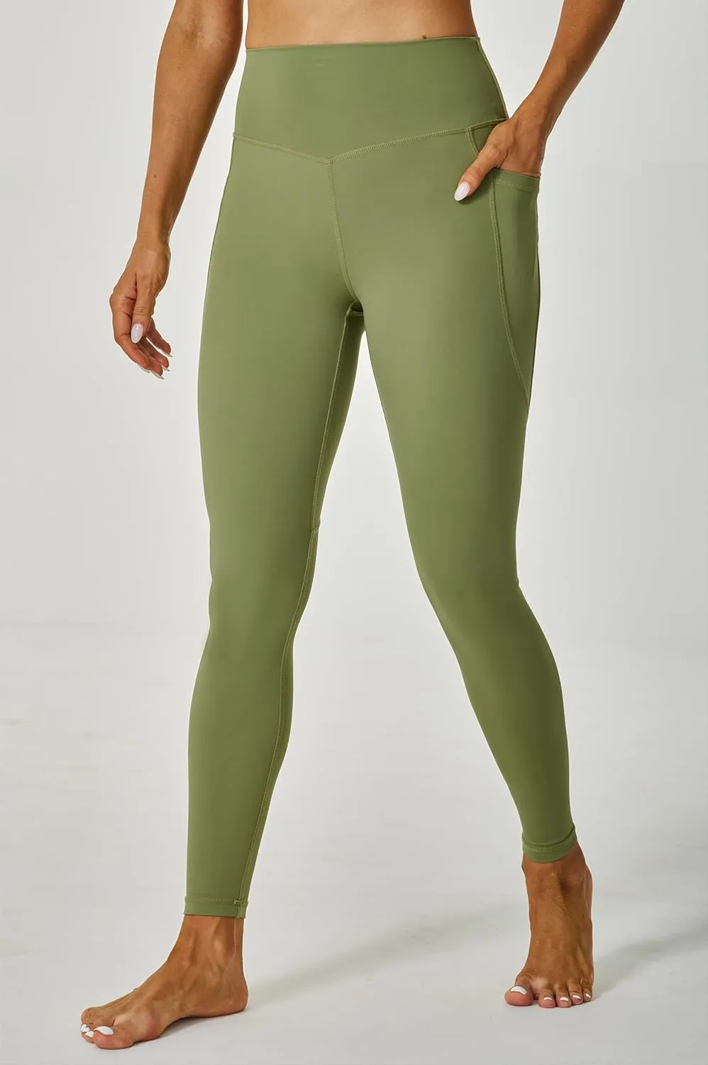 Sustainale High Waisted Yoga Capris Leggings with Pockets for Women Workout Fitness Running Pants Tight