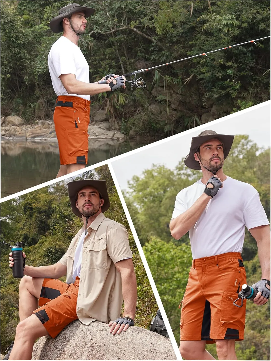TACVASEN Men's Hiking Cargo Shorts 10" with Zipper Pockets Quick Dry Casual Stretch Golf Work Short Outdoor Summer