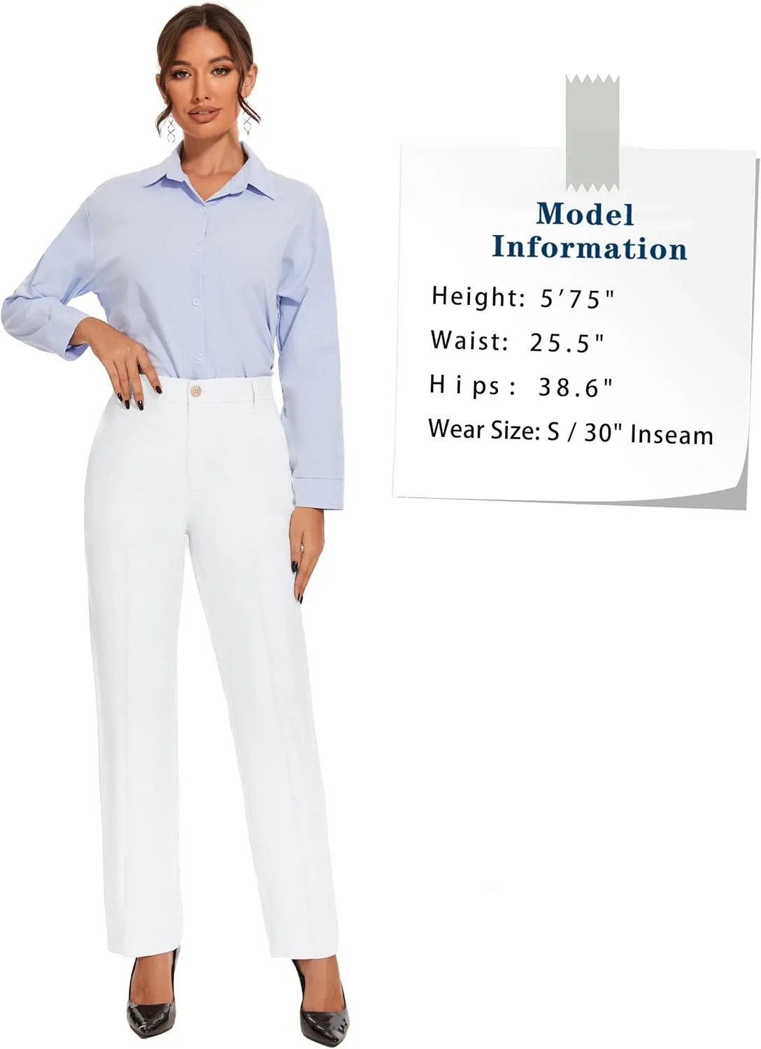 Tapata Women's 28"/30"/32"/34" Straight Linen Dress Pants with Pockets Tall, Petite, Regular for Office Work Business