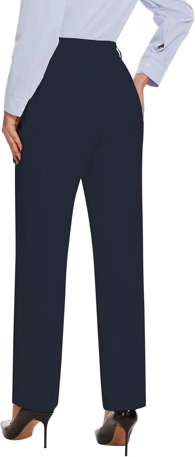 Tapata Women's 28"/30"/32"/34" Straight Linen Dress Pants with Pockets Tall, Petite, Regular for Office Work Business