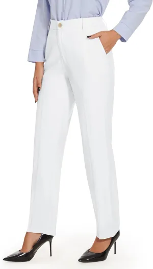 Tapata Women's 28"/30"/32"/34" Straight Linen Dress Pants with Pockets Tall, Petite, Regular for Office Work Business