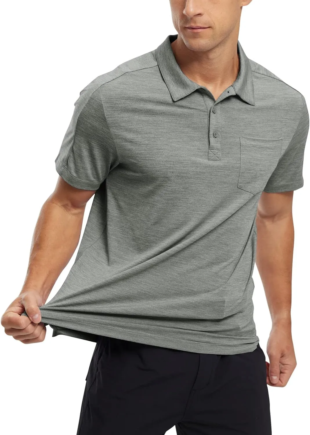 TBMPOY Men's Polo Shirts Short Sleeves with Pocket Lightweight Quick Dry Outdoor Casual Work Golf Sports Shirt