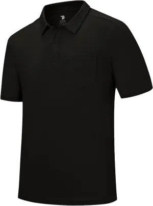 TBMPOY Men's Polo Shirts Short Sleeves with Pocket Lightweight Quick Dry Outdoor Casual Work Golf Sports Shirt