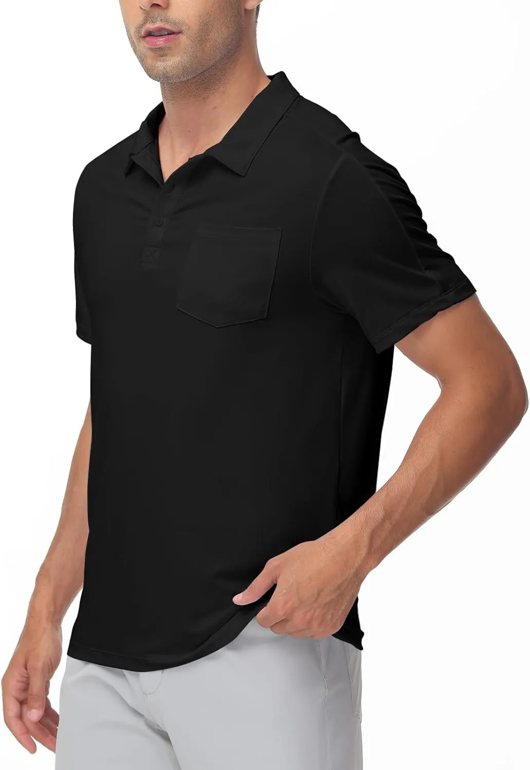 TBMPOY Men's Polo Shirts Short Sleeves with Pocket Lightweight Quick Dry Outdoor Casual Work Golf Sports Shirt