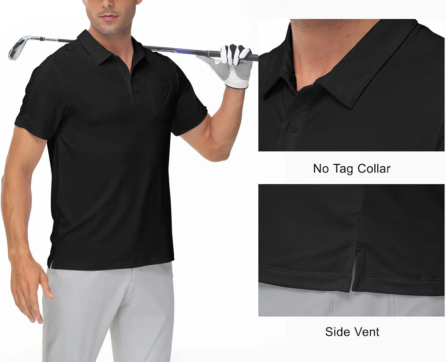TBMPOY Men's Polo Shirts Short Sleeves with Pocket Lightweight Quick Dry Outdoor Casual Work Golf Sports Shirt