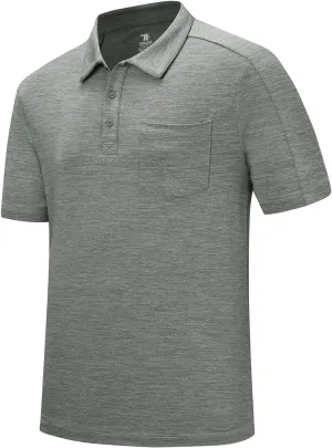 TBMPOY Men's Polo Shirts Short Sleeves with Pocket Lightweight Quick Dry Outdoor Casual Work Golf Sports Shirt