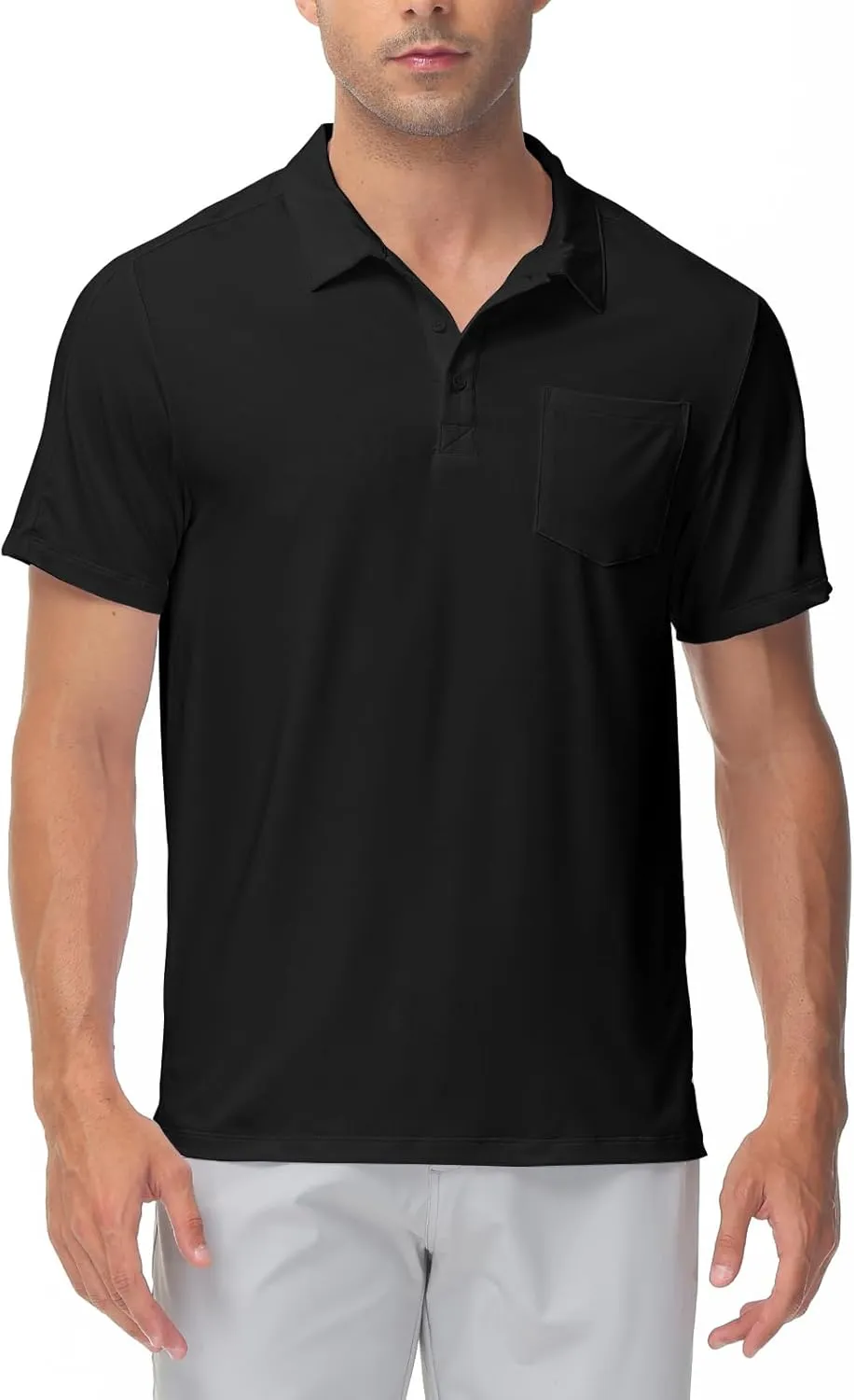 TBMPOY Men's Polo Shirts Short Sleeves with Pocket Lightweight Quick Dry Outdoor Casual Work Golf Sports Shirt