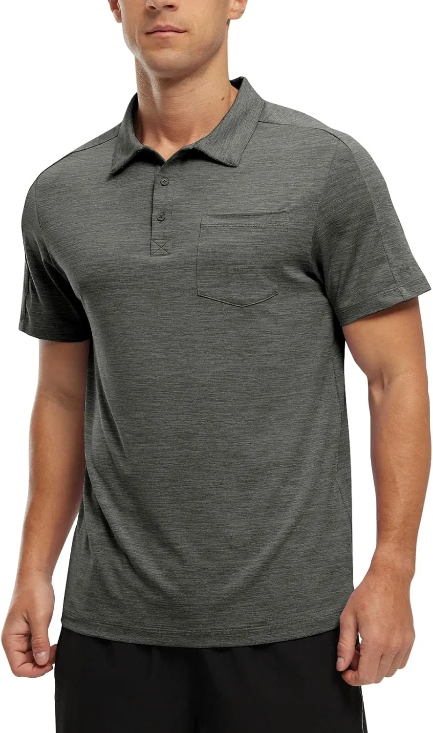 TBMPOY Men's Polo Shirts Short Sleeves with Pocket Lightweight Quick Dry Outdoor Casual Work Golf Sports Shirt