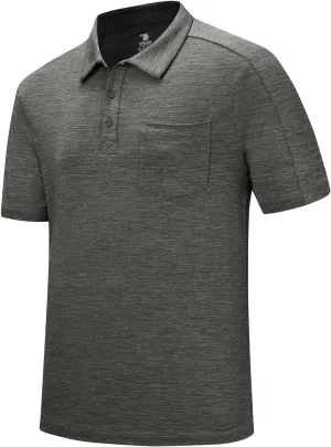 TBMPOY Men's Polo Shirts Short Sleeves with Pocket Lightweight Quick Dry Outdoor Casual Work Golf Sports Shirt