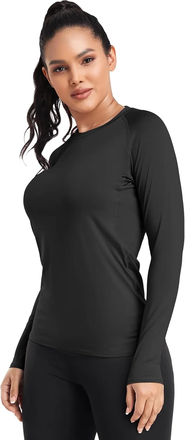 TELALEO 4 Pack Women's Compression Shirt Long/Short Sleeve Performance Workout Baselayer Athletic Top Gym Sports Gear