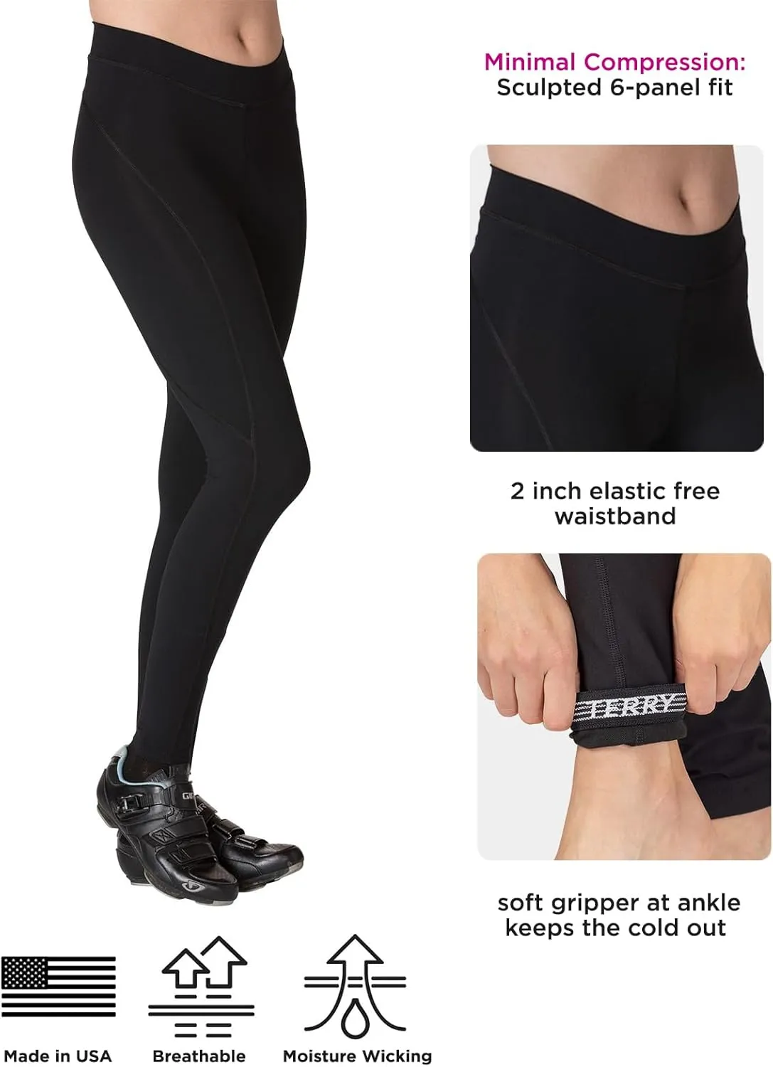 Terry Cycling Padded Bike Pants for Women, Breakaway Bike Tights 28" Long Compression Biking Cycling Pants with Padding