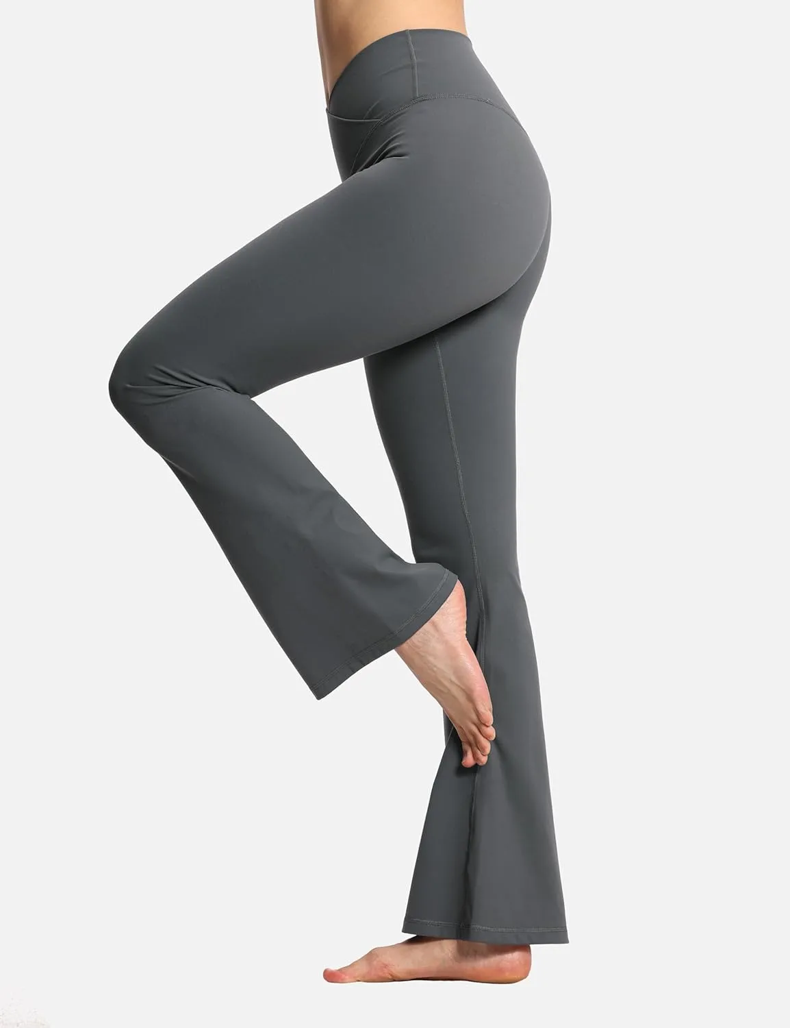 THE GYM PEOPLE Women's Crossover High Waist Flare Workout Leggings Bootcut Bell Bottom Yoga Pants with Tummy Control