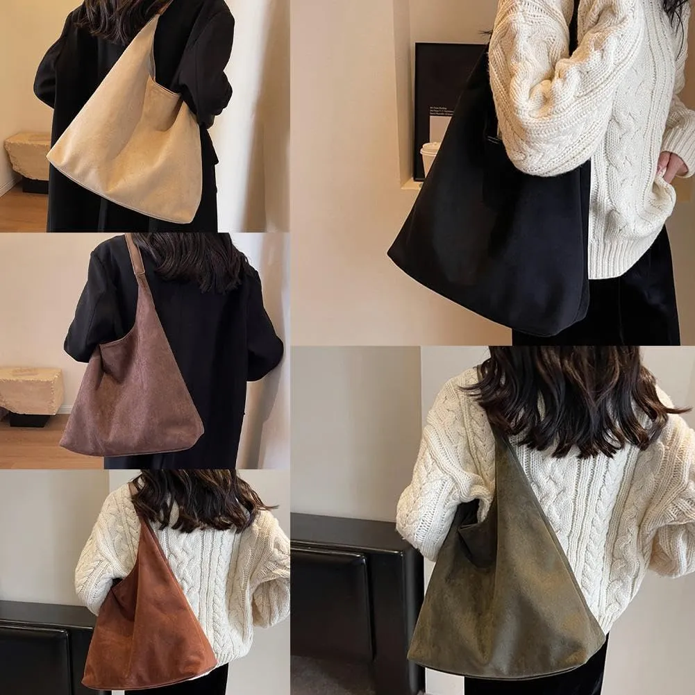 Tote Bags for Women, Work Bags With Pu Leather Clutch Purse Suede Slouchy Bag Hobo Handbag Office Tote Handbag