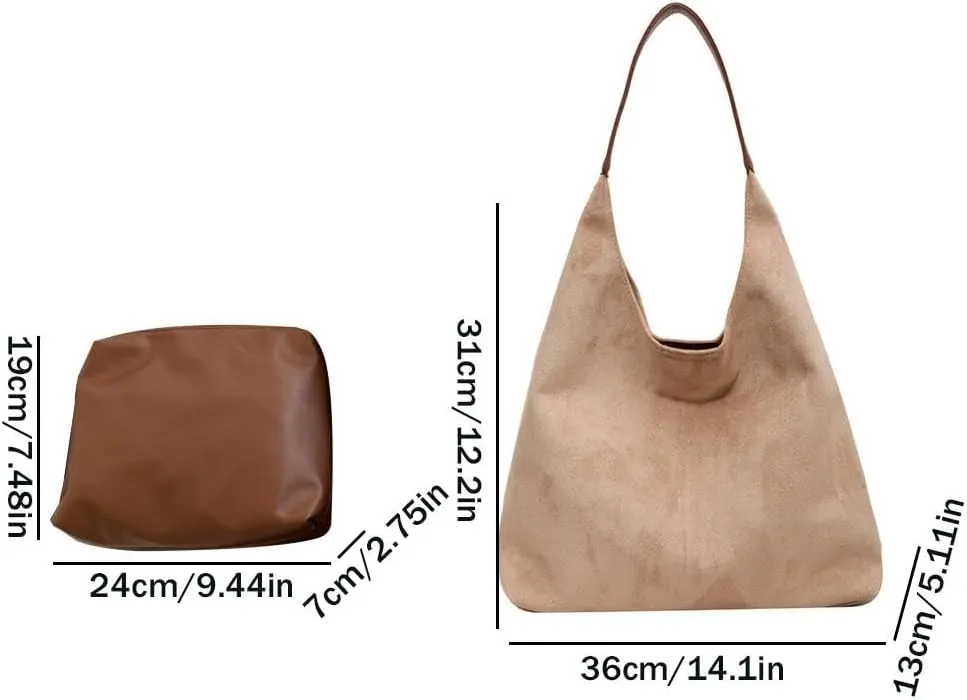 Tote Bags for Women, Work Bags With Pu Leather Clutch Purse Suede Slouchy Bag Hobo Handbag Office Tote Handbag