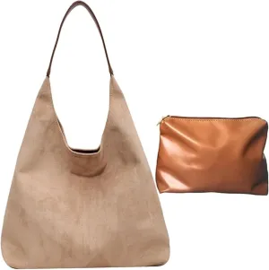 Tote Bags for Women, Work Bags With Pu Leather Clutch Purse Suede Slouchy Bag Hobo Handbag Office Tote Handbag