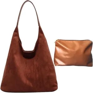Tote Bags for Women, Work Bags With Pu Leather Clutch Purse Suede Slouchy Bag Hobo Handbag Office Tote Handbag