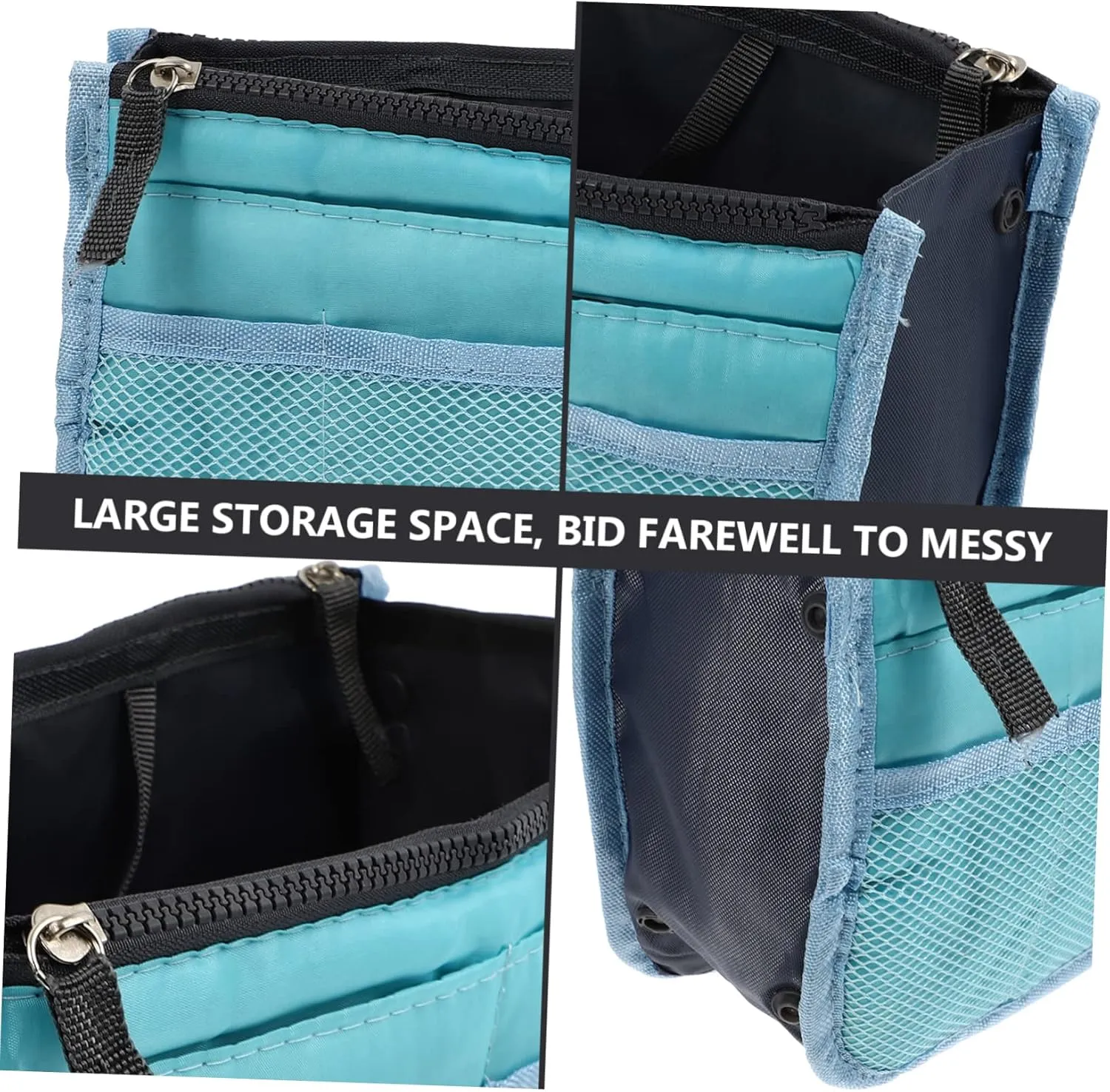 Travel Tote Bag Liner 2-pocket Large Capacity Stylish Nylon Bag Liner for Toiletries