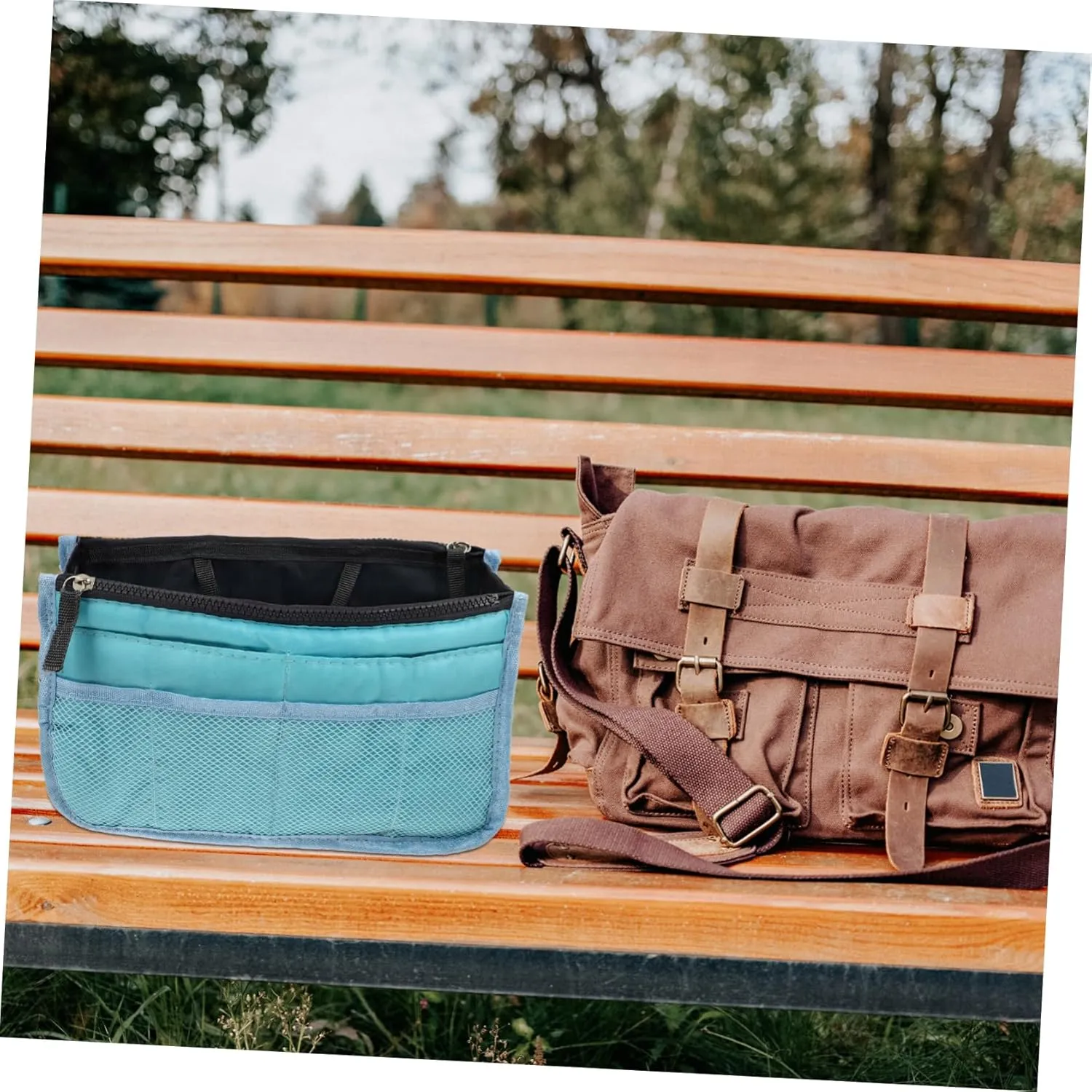 Travel Tote Bag Liner 2-pocket Large Capacity Stylish Nylon Bag Liner for Toiletries