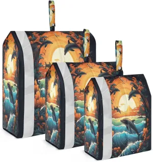 Tropical Dolphin Ocean Waves Compression Packing Cubes Suitcase Organizer Bags Set for Travel Cubes for Travel Accessories and Essentials