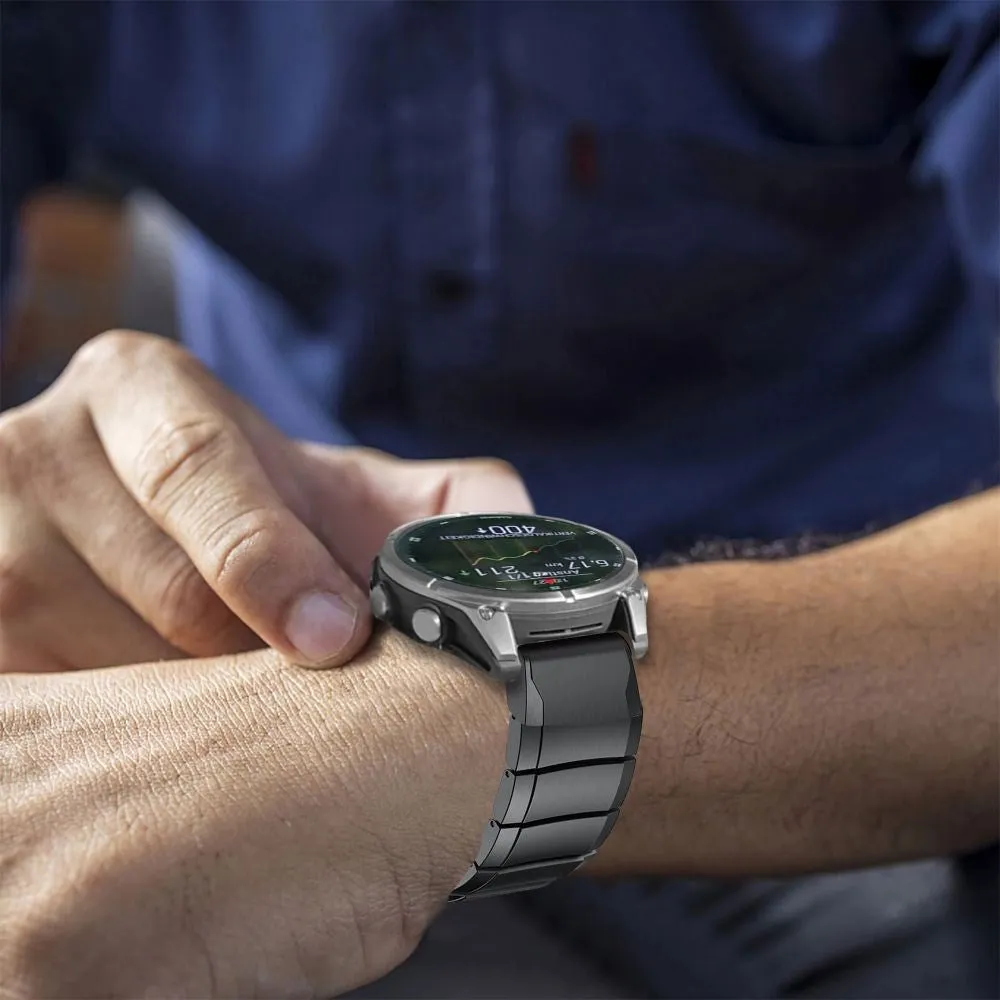 Universal Garmin 22 mm QuickFit Rem Tech-Protect Stål Rem - Sort