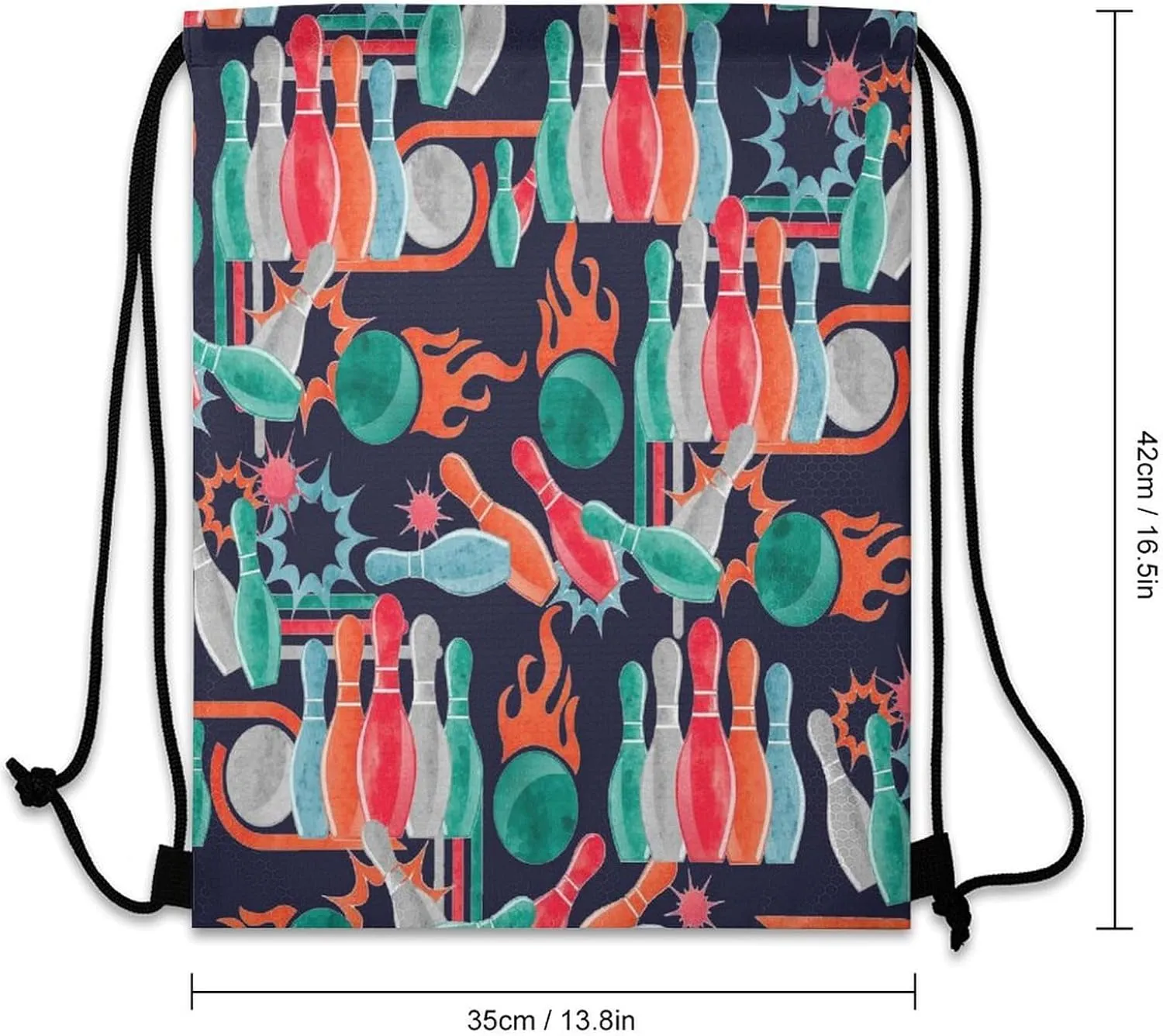 Watercolor Bowling Ball Drawstring Backpack Sports Drawstring Bags Gym String Bag